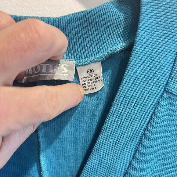 Vintage 80s/90s Boyfriend Cardigan Teal Womens Large Longline Retro Colorful - Picture 5 of 11